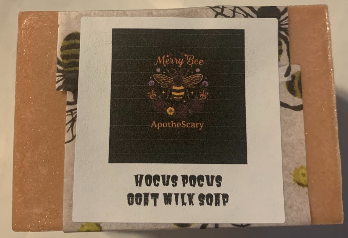Packaged Hocus Pocus goat milk soap from Merry Bee Apothecary