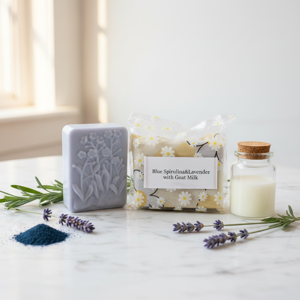 Blue Spirulina & Lavender Goat's Milk Soap