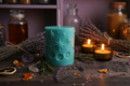 Celestial pillar candle styled product photo