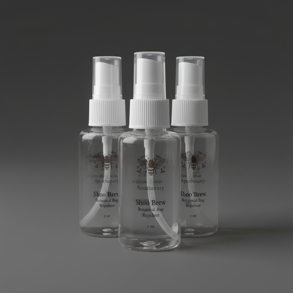 Shoo Brew Botanical Bug Repellent Spray bottles by Merry Bee Apothecary